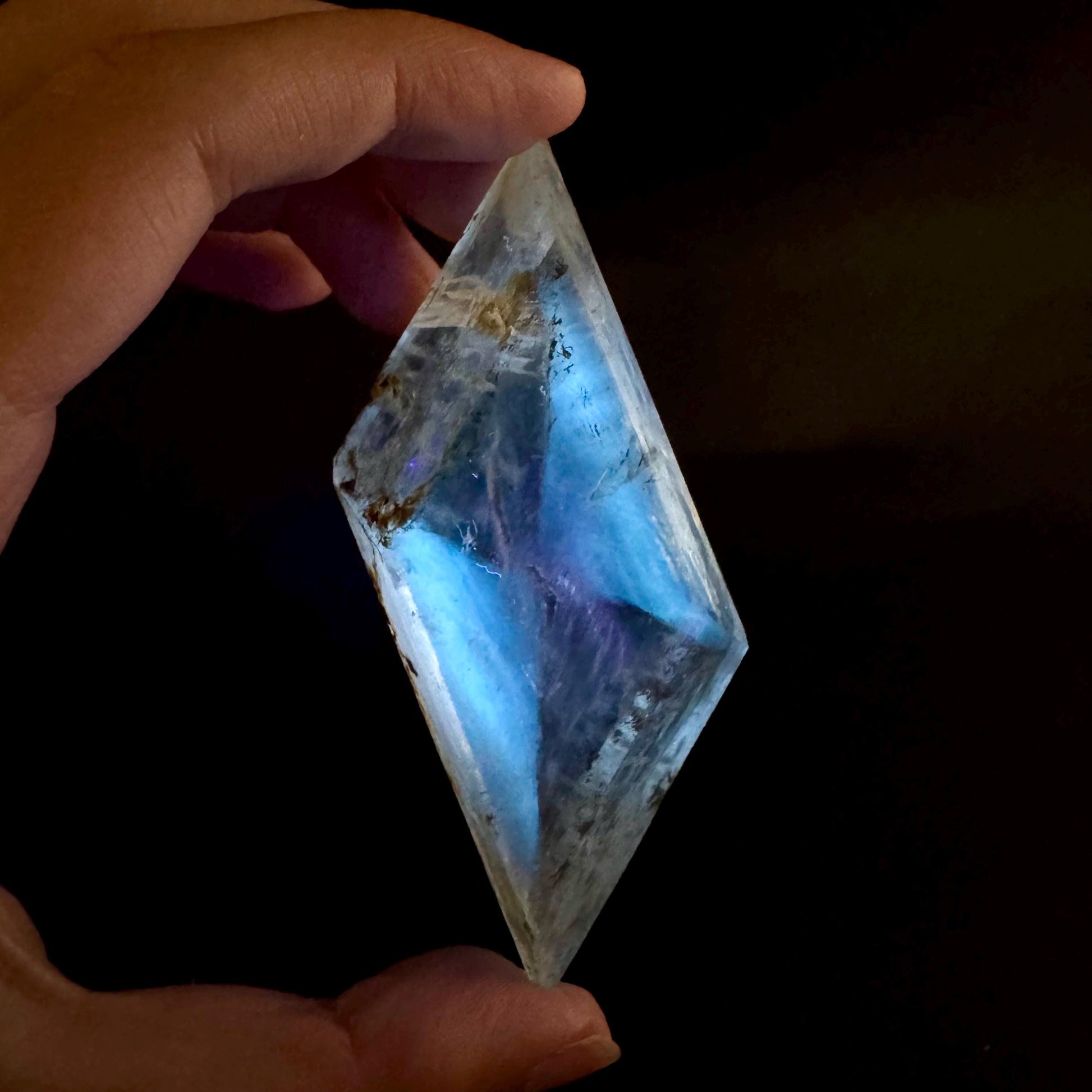 Hourglass Selenite | Phosphorescent UV Reactive Gypsum Crystal from Canada