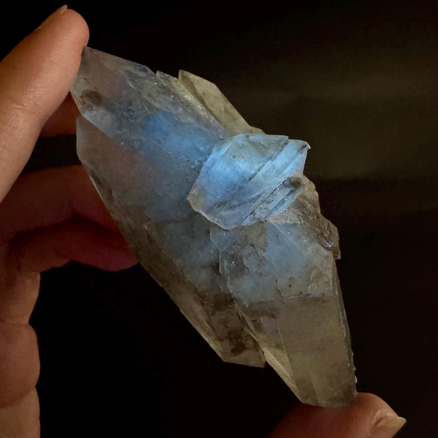 Hourglass Selenite | Phosphorescent UV Reactive Gypsum Crystal from Canada