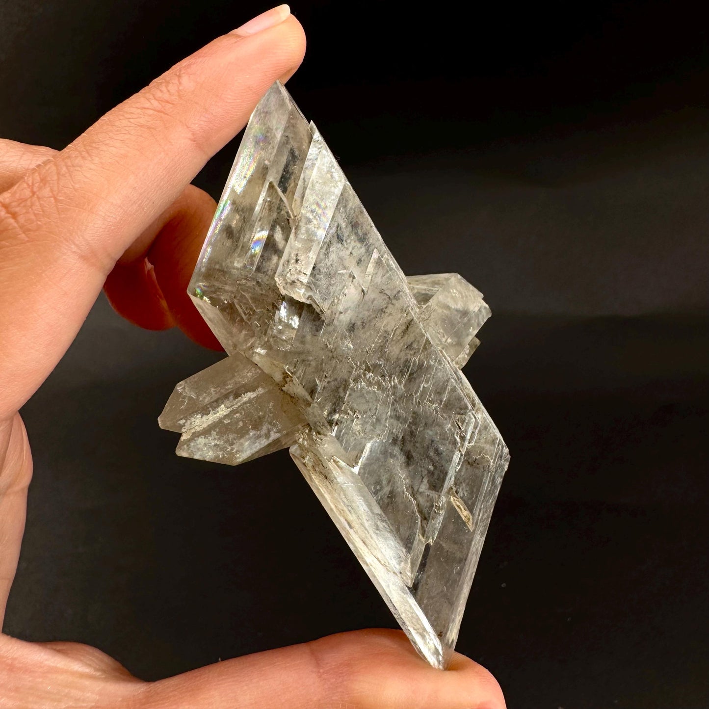 Hourglass Selenite | Phosphorescent UV Reactive Gypsum Crystal from Canada