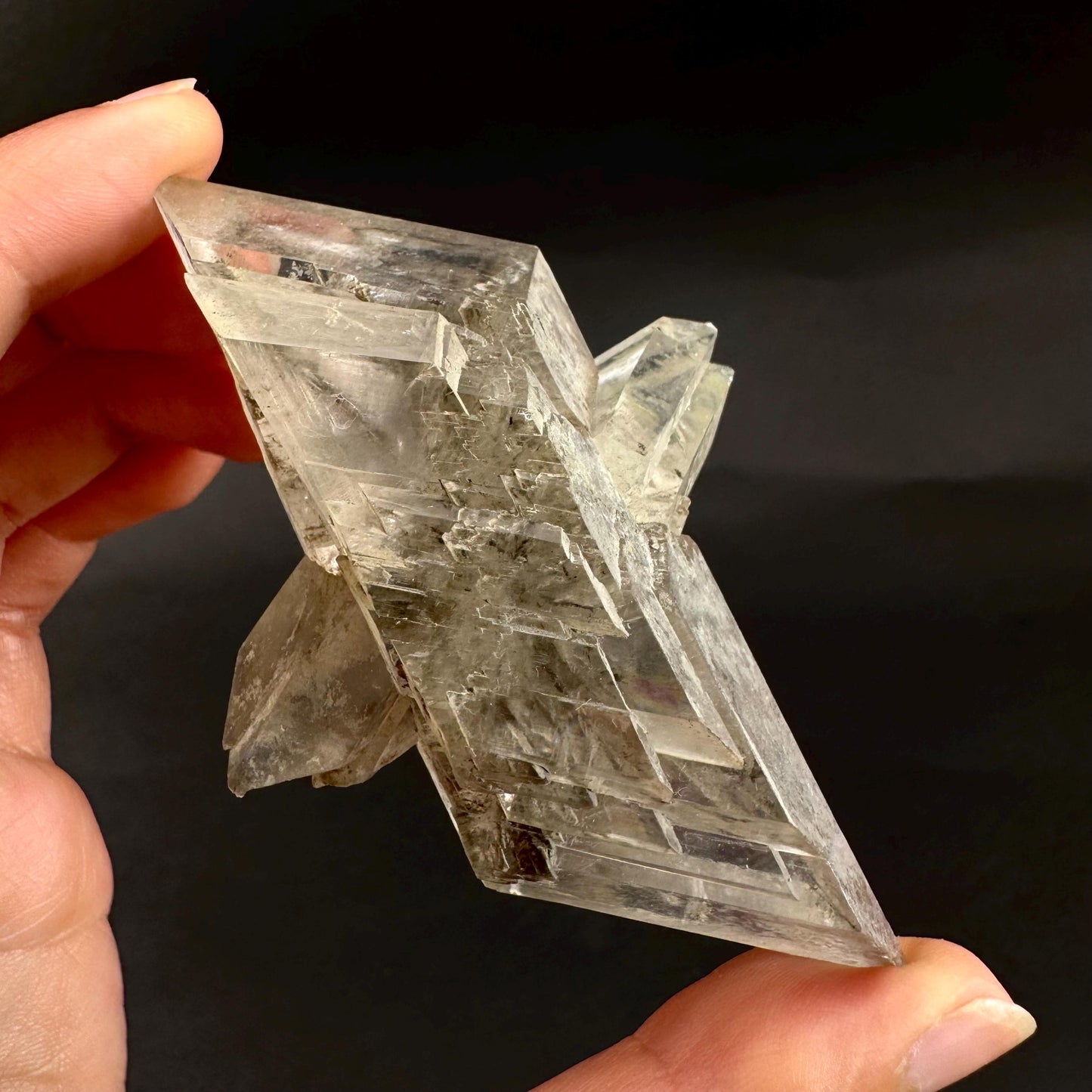 Hourglass Selenite | Phosphorescent UV Reactive Gypsum Crystal from Canada