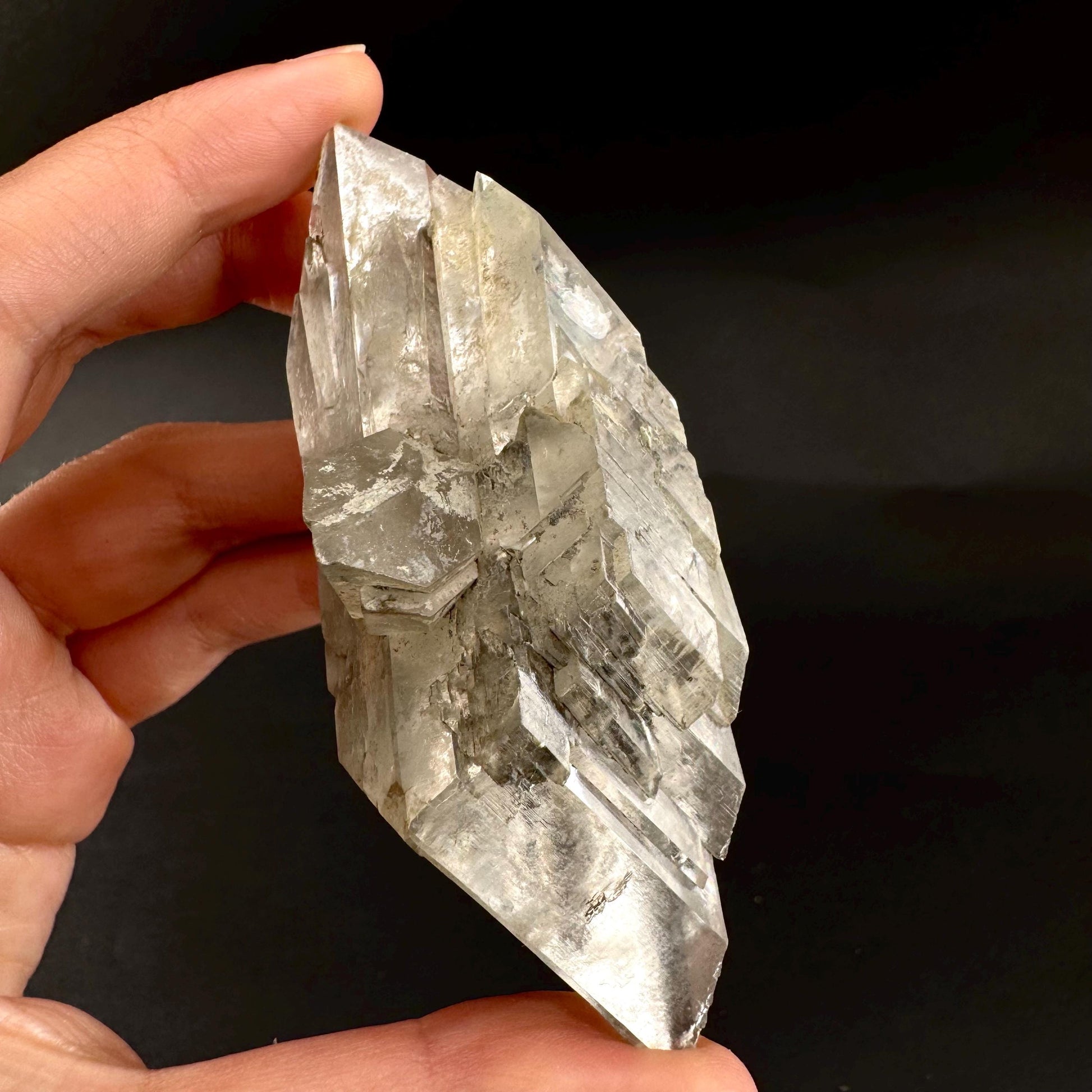 Hourglass Selenite | Phosphorescent UV Reactive Gypsum Crystal from Canada