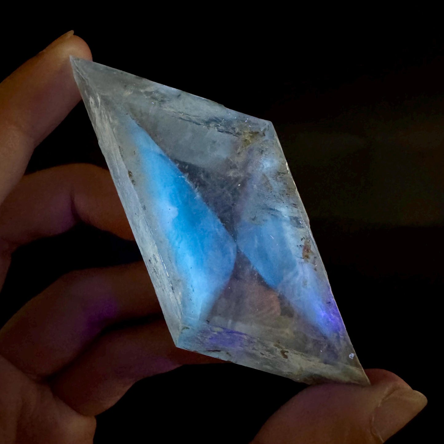 Hourglass Selenite | Phosphorescent UV Reactive Gypsum Crystal from Canada