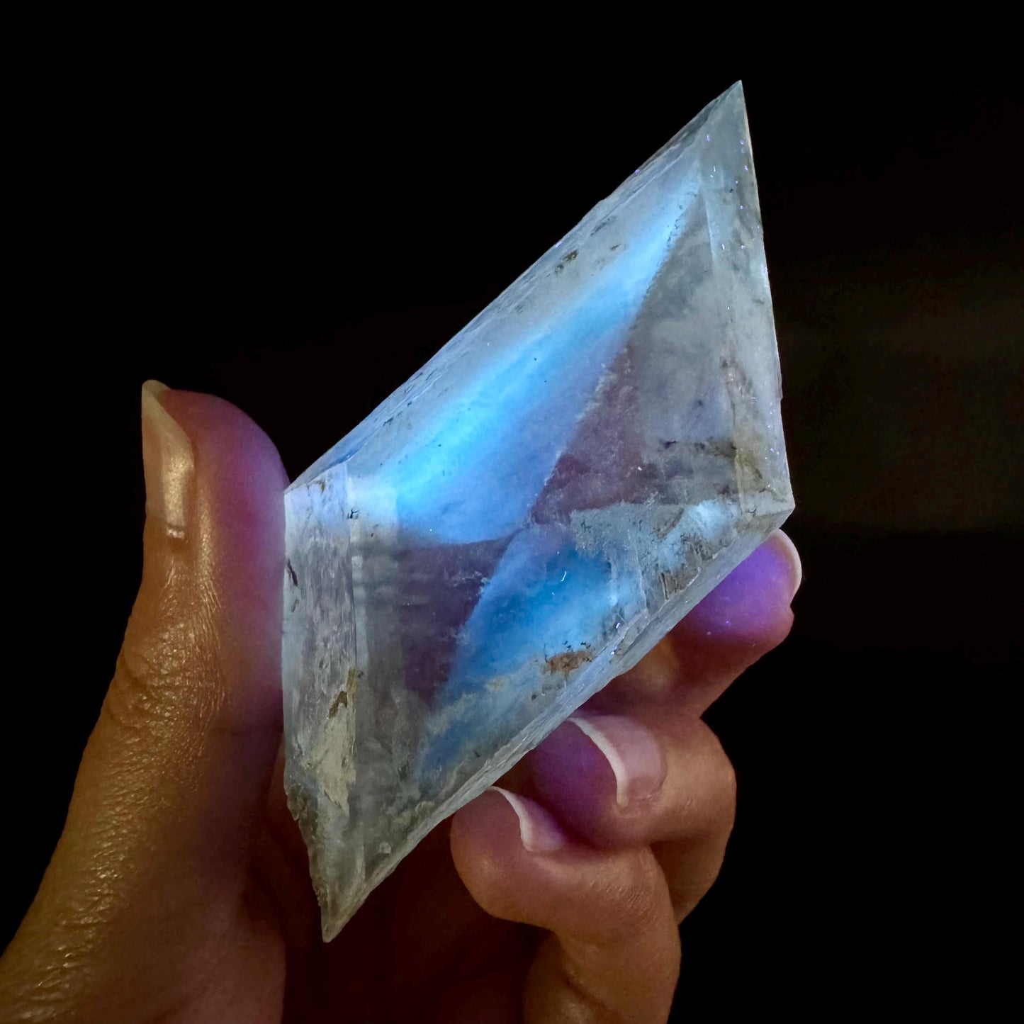 Hourglass Selenite | Phosphorescent UV Reactive Gypsum Crystal from Canada