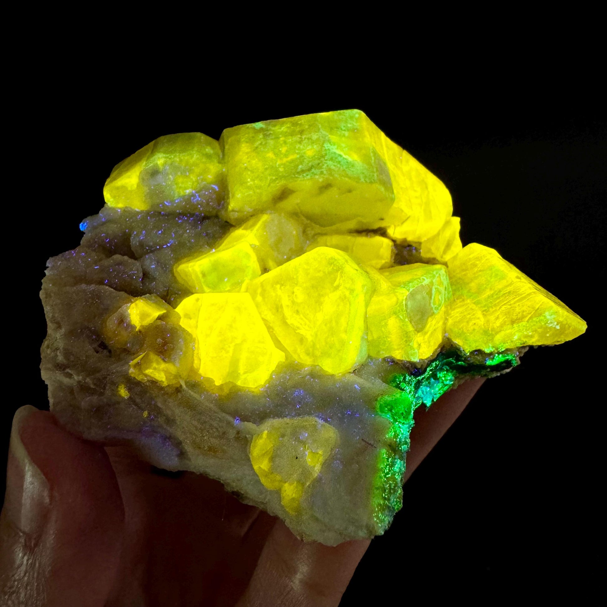 Pink Fluorapatite on Albite | UV reactive crystal, rare mineral specimen from Pakistan