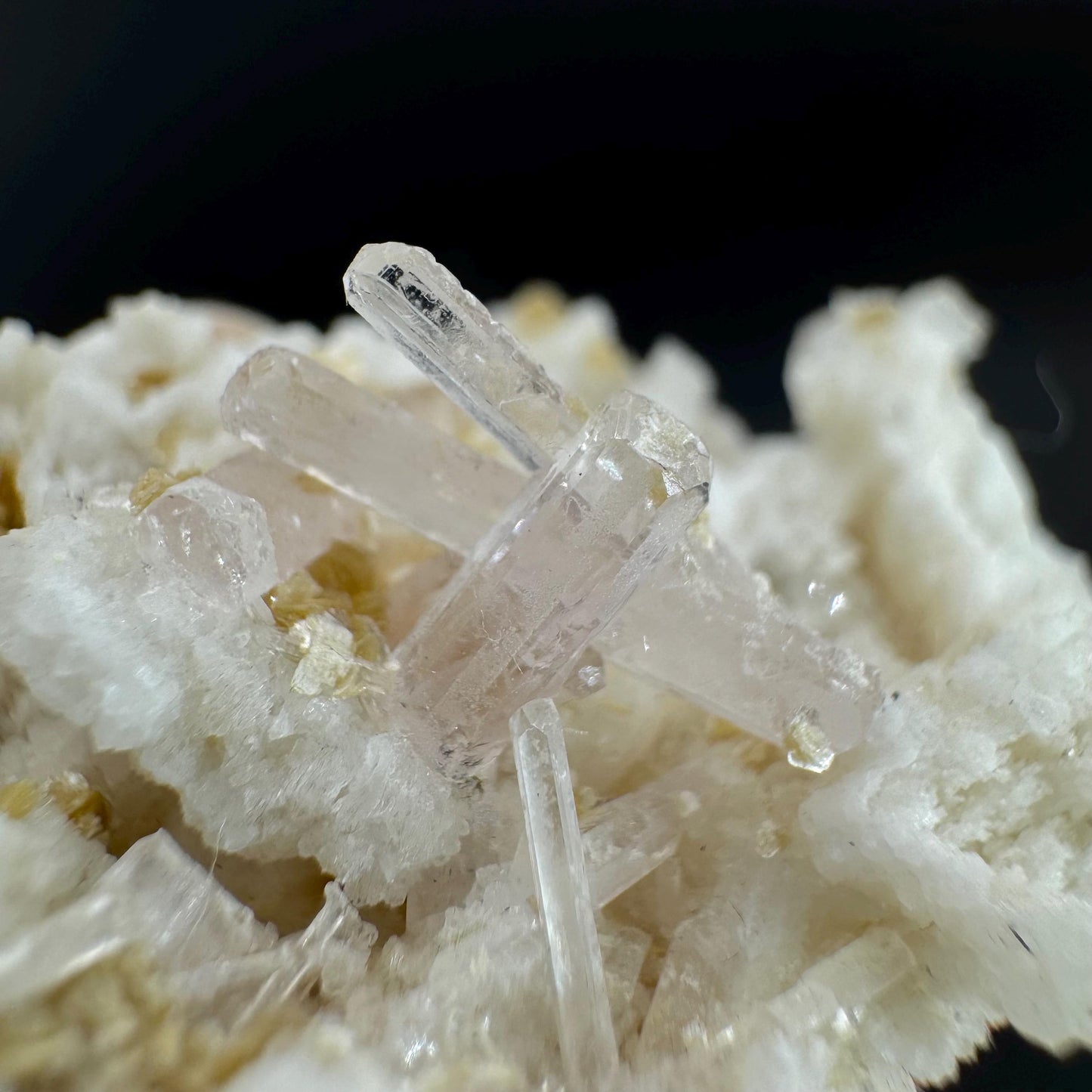 Pink Fluorapatite on Albite | UV reactive crystal, rare mineral specimen from Pakistan