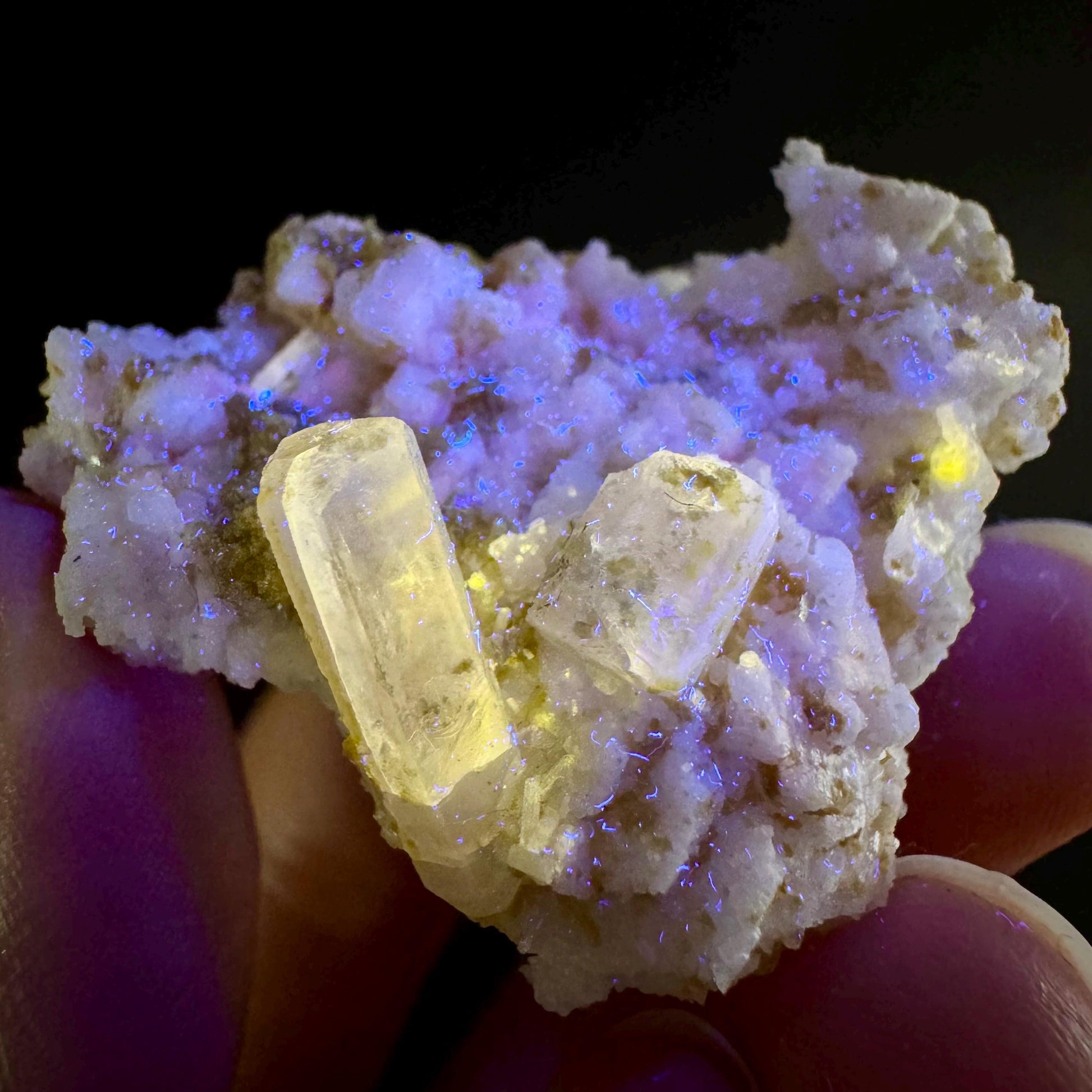Pink Fluorapatite on Albite | UV reactive crystal, rare mineral specimen from Pakistan