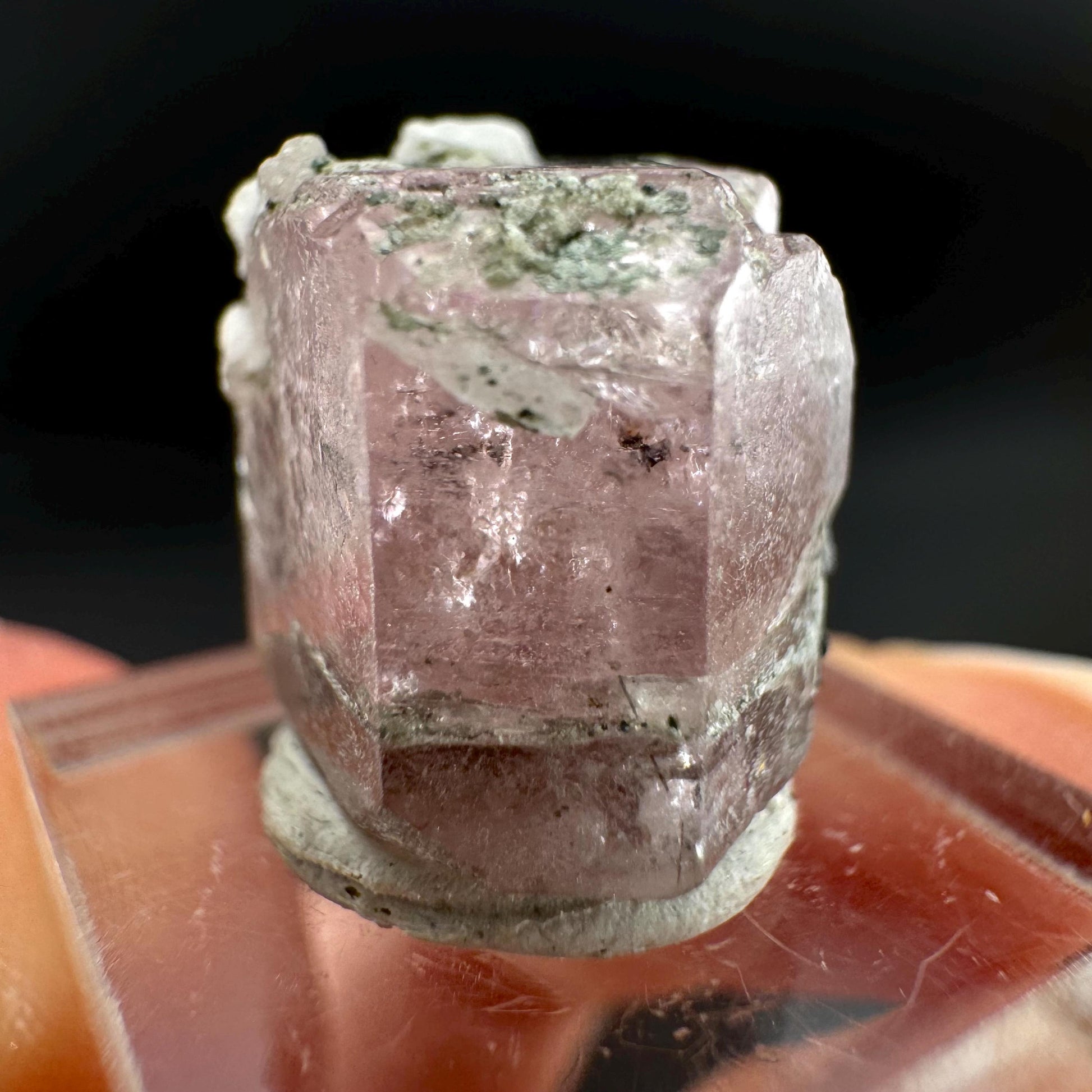 Pink Fluorapatite with Black Tourmaline | UV reactive crystal, rare mineral specimen from Pakistan