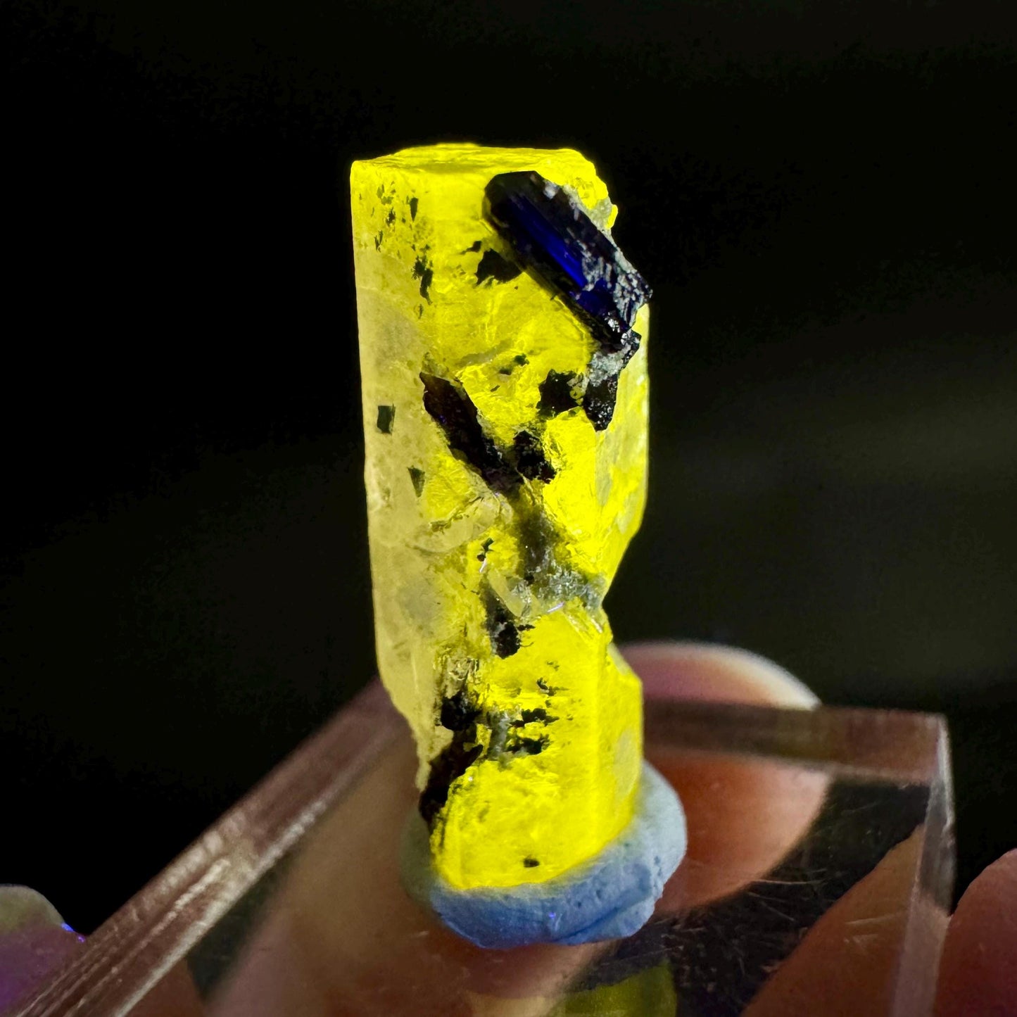 Pink Fluorapatite with Black Tourmaline | UV reactive crystal, rare mineral specimen from Pakistan
