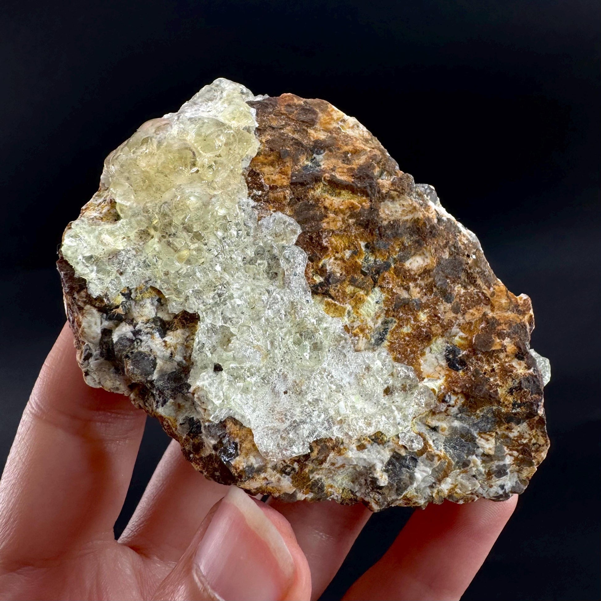 Hyalite Opal on Matrix | UV reactive crystal, green fluorescent mineral specimen from Namibia