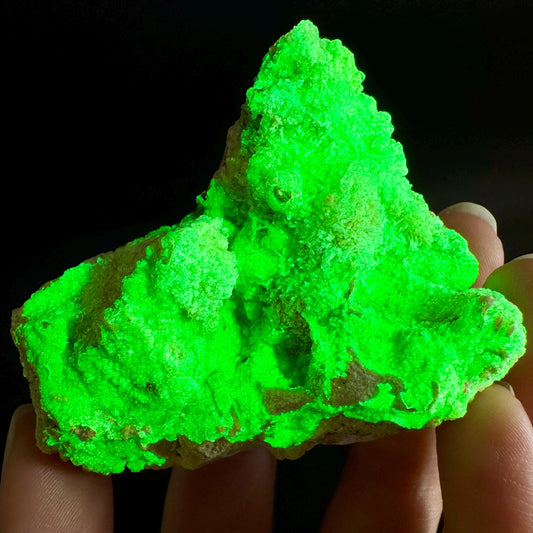 Hyalite Opal on Matrix | UV reactive crystal, green fluorescent mineral specimen from Namibia
