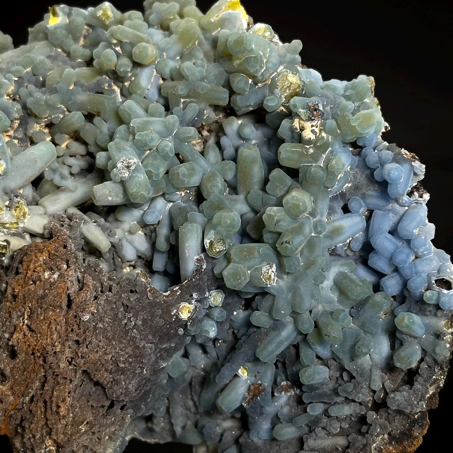 Plumbogummite | blue pyromorphite pseudomorph crystal, rare mineral specimen