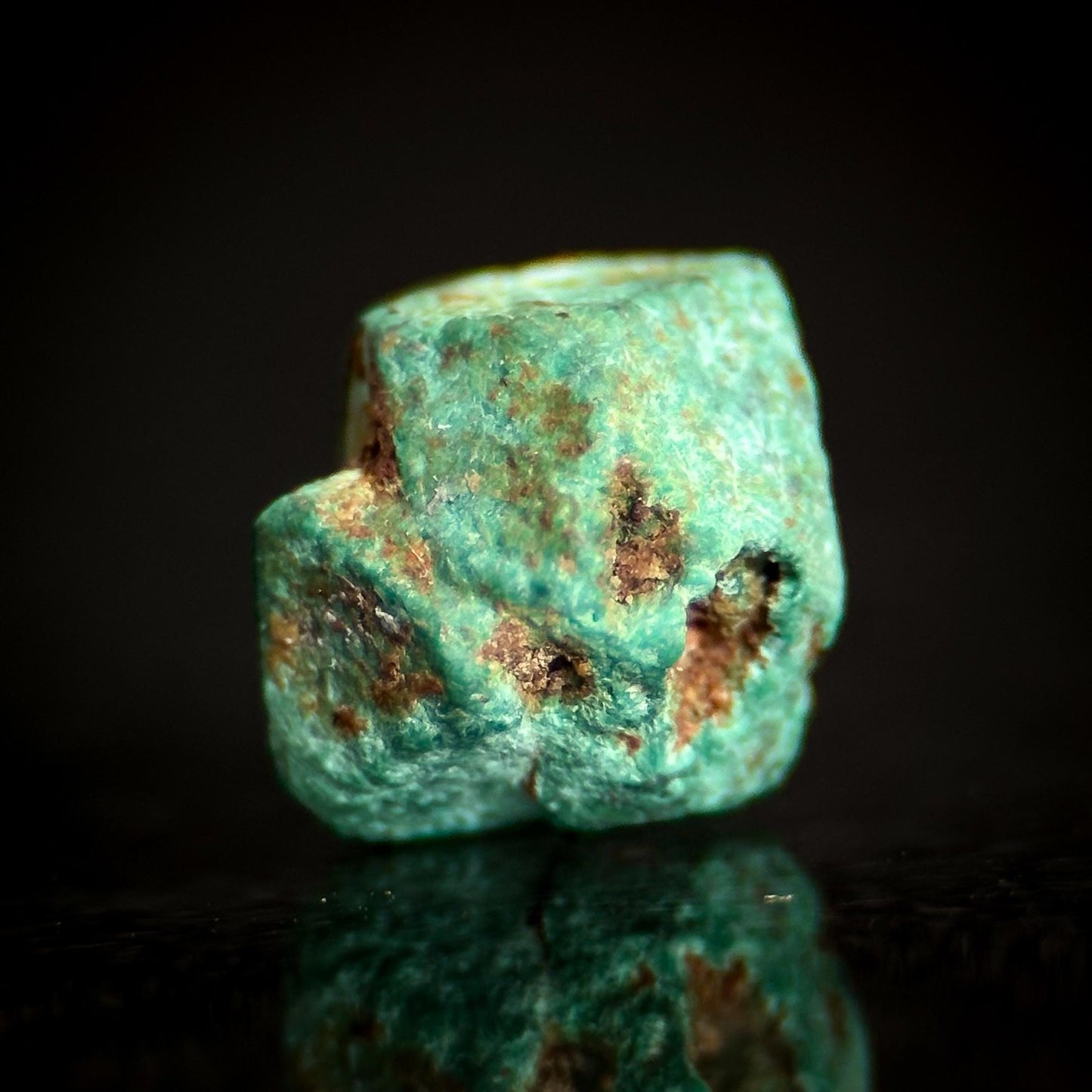 Malachite after Cuprite Pseudomorph | green crystal, rare mineral specimen from Chessy, France