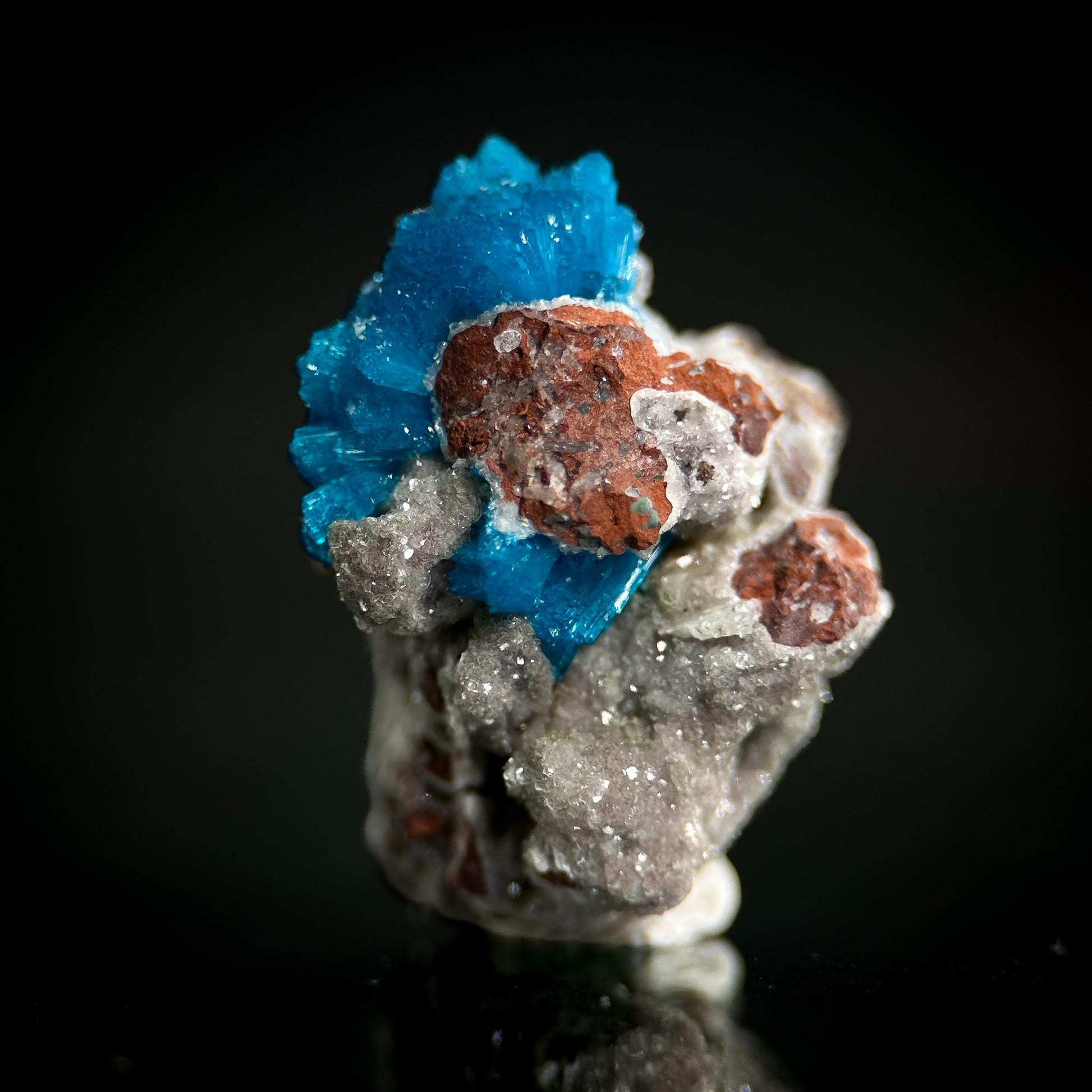 Deep Blue Cavansite on Matrix | crystal cluster, mineral specimen