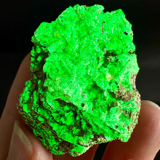 Hyalite Opal on Matrix | UV reactive crystal, green fluorescent mineral specimen from Namibia