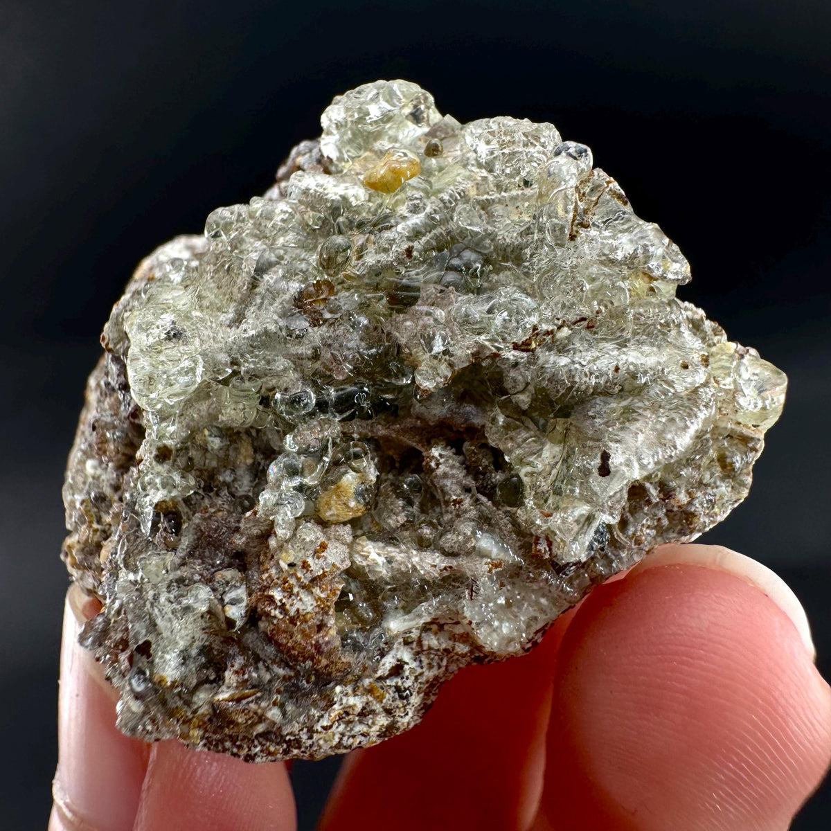 Hyalite Opal on Matrix | UV reactive crystal, green fluorescent mineral specimen from Namibia