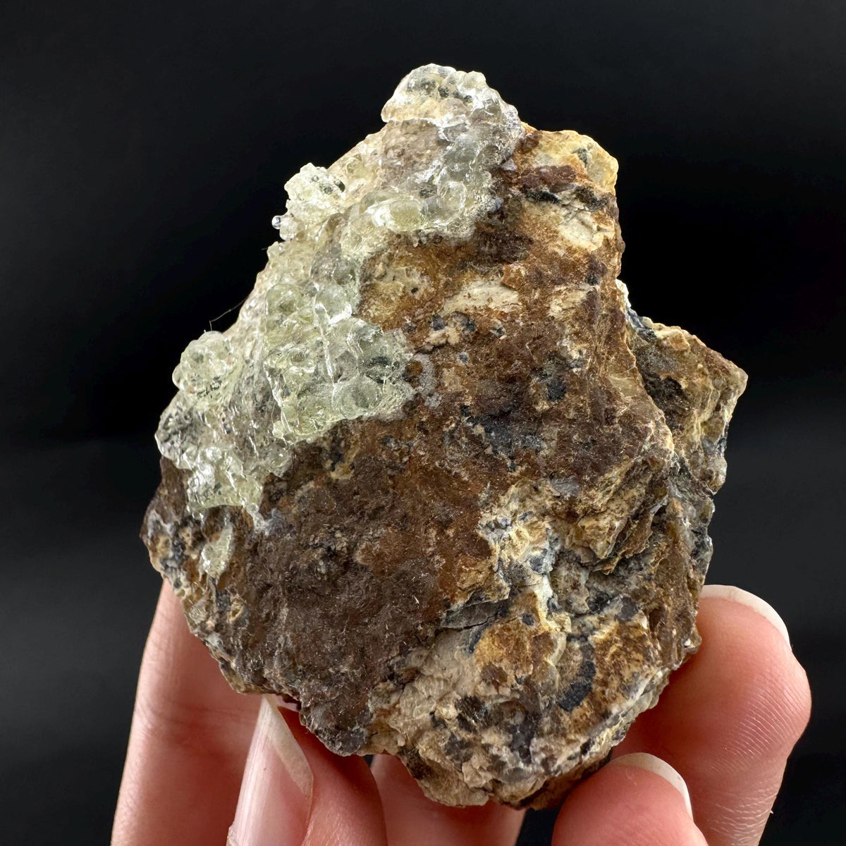 Hyalite Opal on Matrix | UV reactive crystal, green fluorescent mineral specimen from Namibia