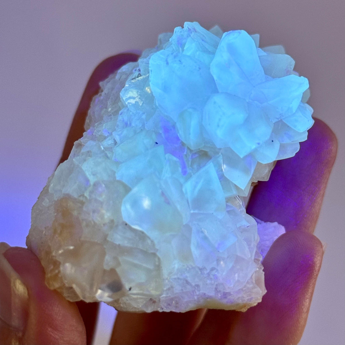Fluorescent Calcite | UV-reactive crystal, natural mineral specimen from Indonesia
