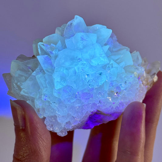 Fluorescent Calcite | UV-reactive crystal, natural mineral specimen from Indonesia