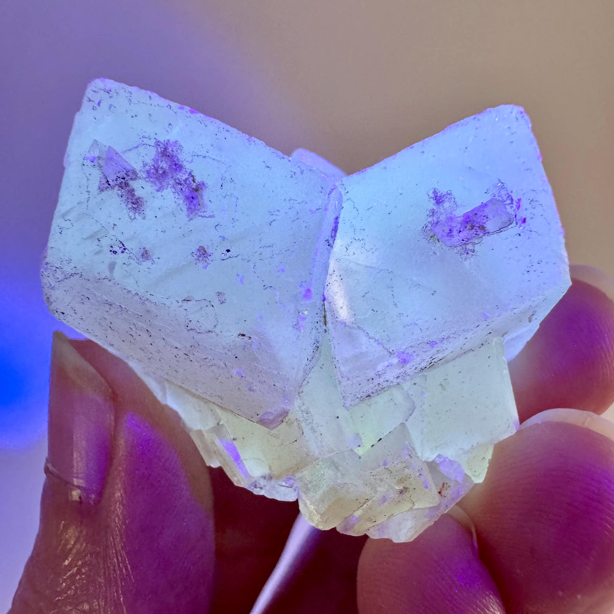 Fluorescent Calcite | UV-reactive crystal, natural mineral specimen from Indonesia