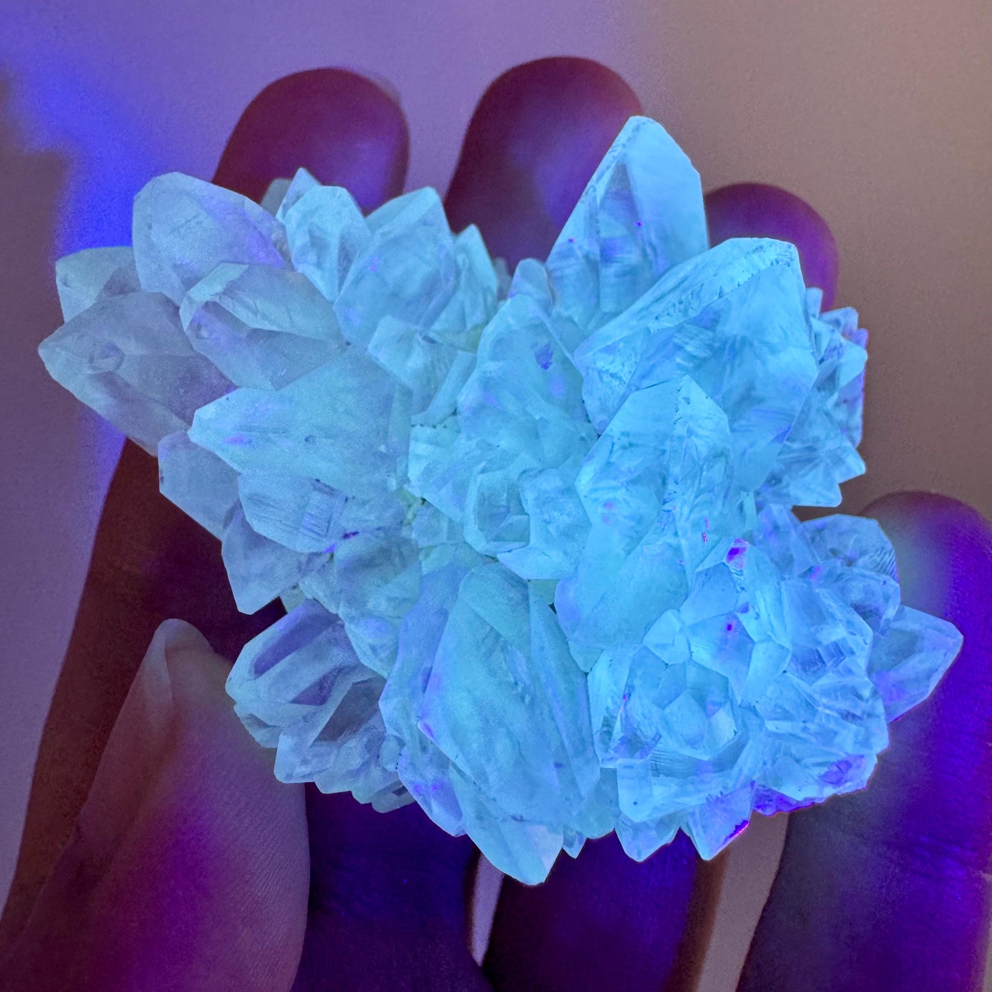 Fluorescent Calcite | UV-reactive crystal, natural mineral specimen from Indonesia