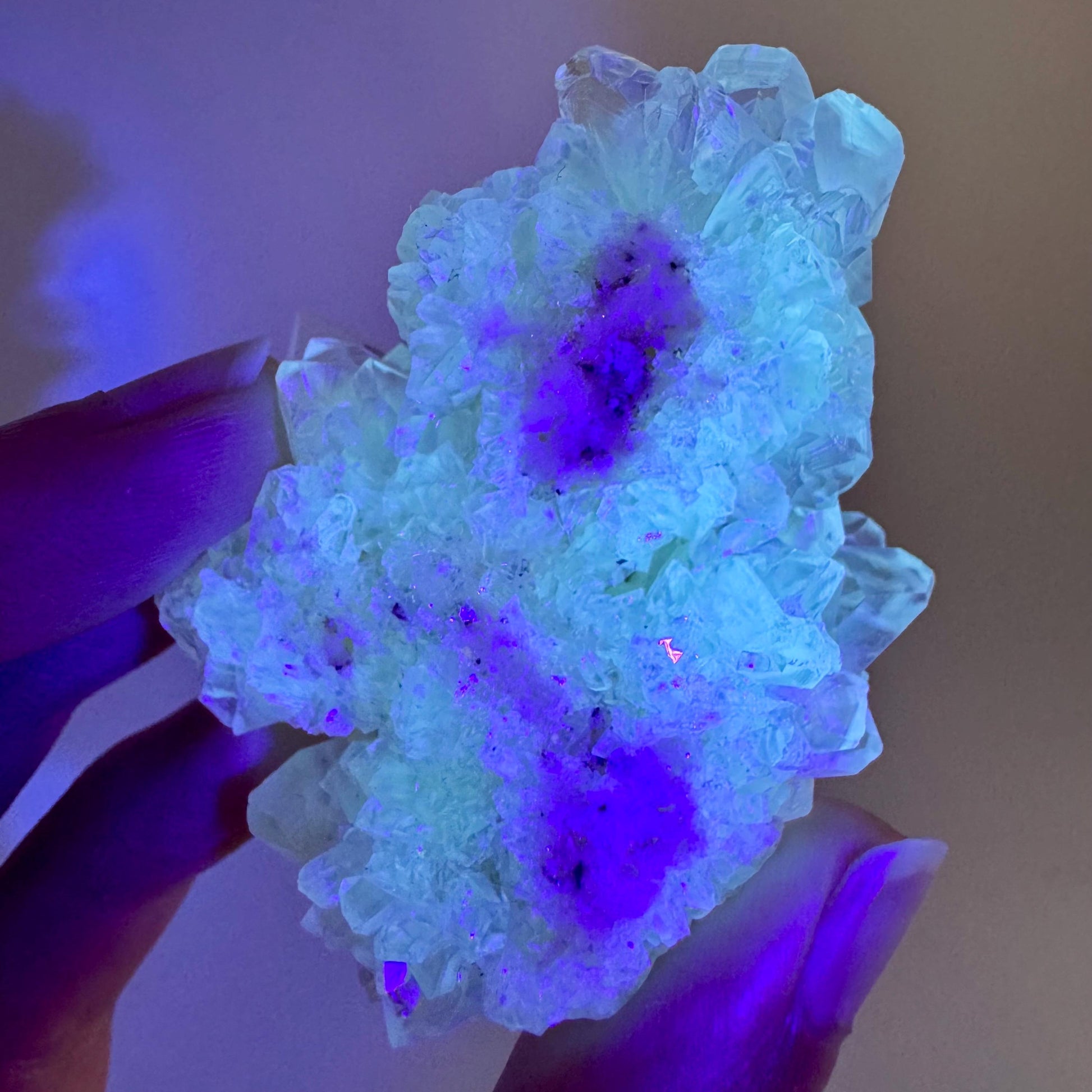 Fluorescent Calcite | UV-reactive crystal, natural mineral specimen from Indonesia