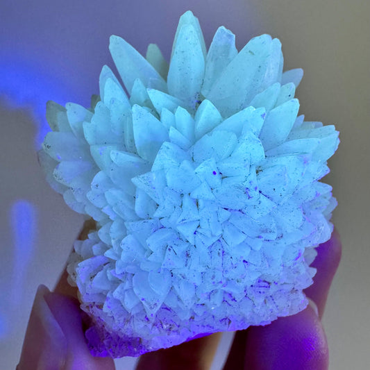 Fluorescent Calcite | UV-reactive crystal, natural mineral specimen from Indonesia