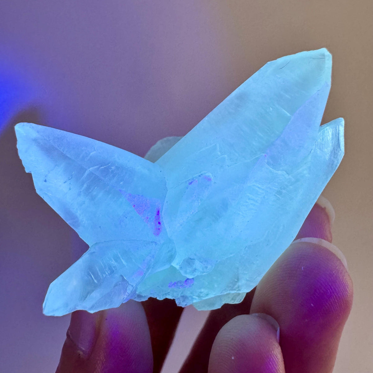 Fluorescent Calcite | UV-reactive crystal, natural mineral specimen from Indonesia