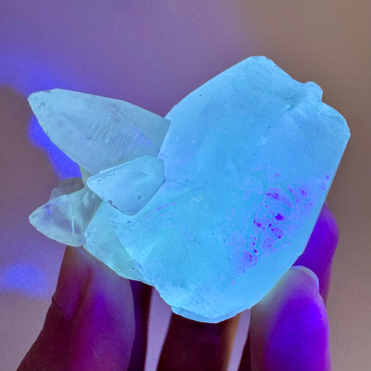 Fluorescent Calcite | UV-reactive crystal, natural mineral specimen from Indonesia