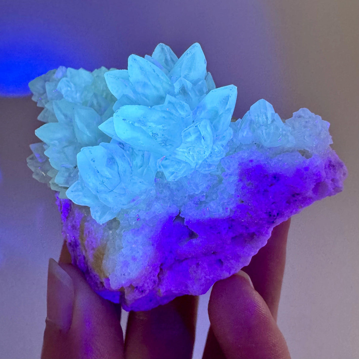Fluorescent Calcite | UV-reactive crystal, natural mineral specimen from Indonesia