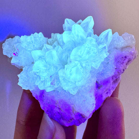 Fluorescent Calcite | UV-reactive crystal, natural mineral specimen from Indonesia