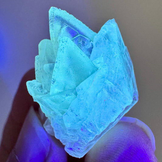 Fluorescent Calcite | UV-reactive crystal, natural mineral specimen from Indonesia