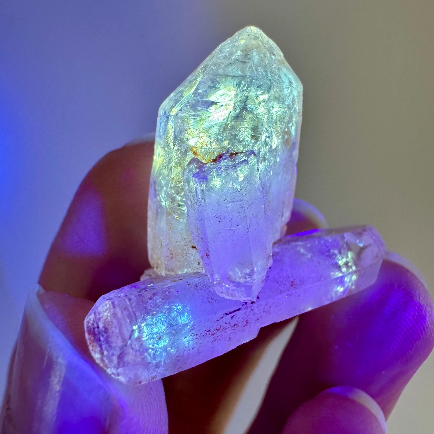 Petroleum Quartz | UV reactive firefly crystal, fluorescent mineral specimen from Madagascar