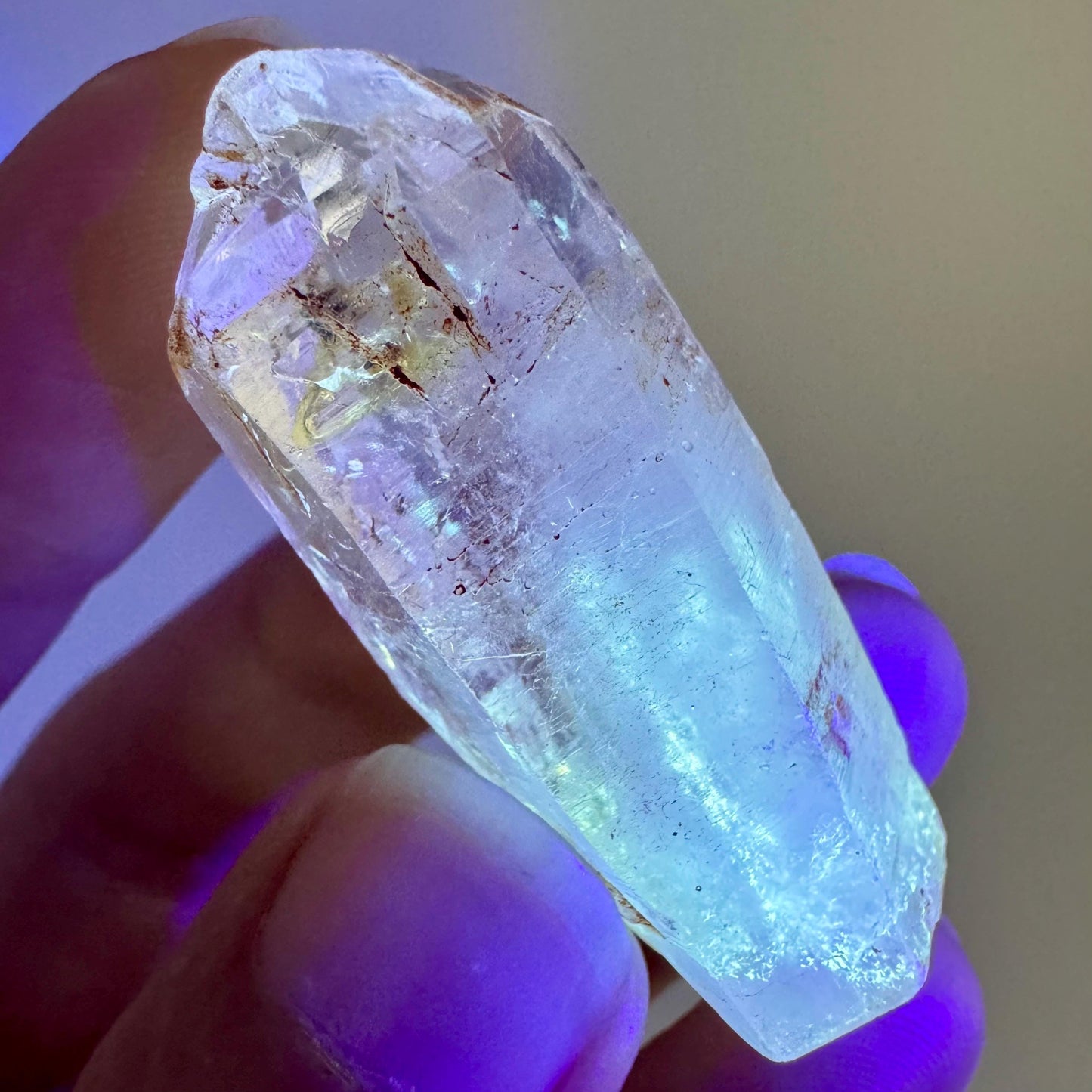 Petroleum Quartz | UV reactive firefly crystal, fluorescent mineral specimen from Madagascar