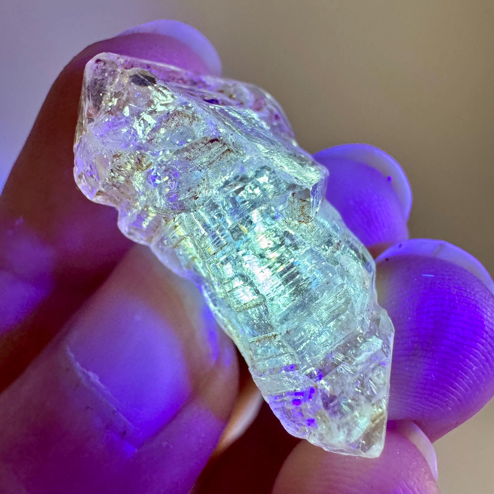 Petroleum Quartz | UV reactive firefly crystal, fluorescent mineral specimen from Madagascar