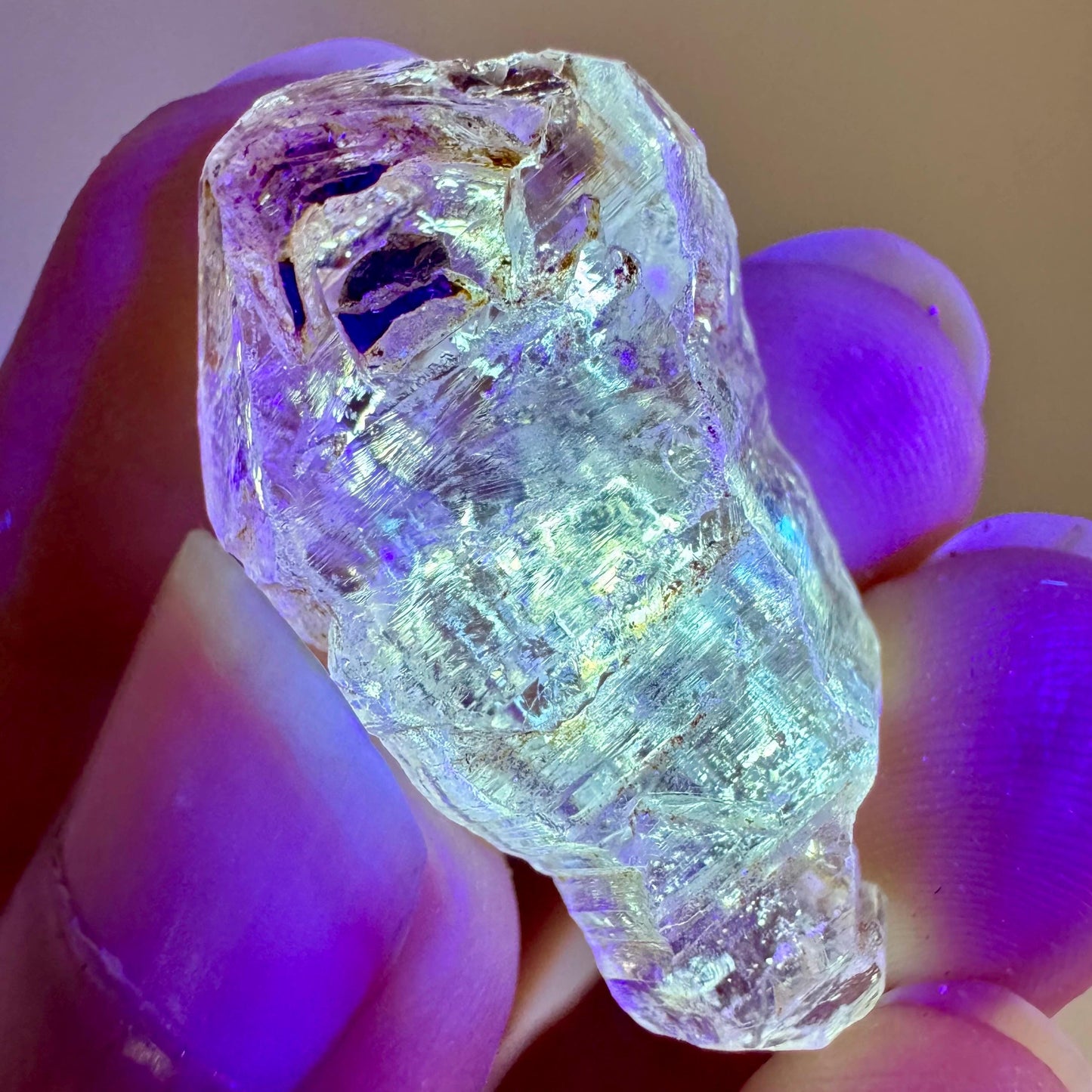 Petroleum Quartz | UV reactive firefly crystal, fluorescent mineral specimen from Madagascar