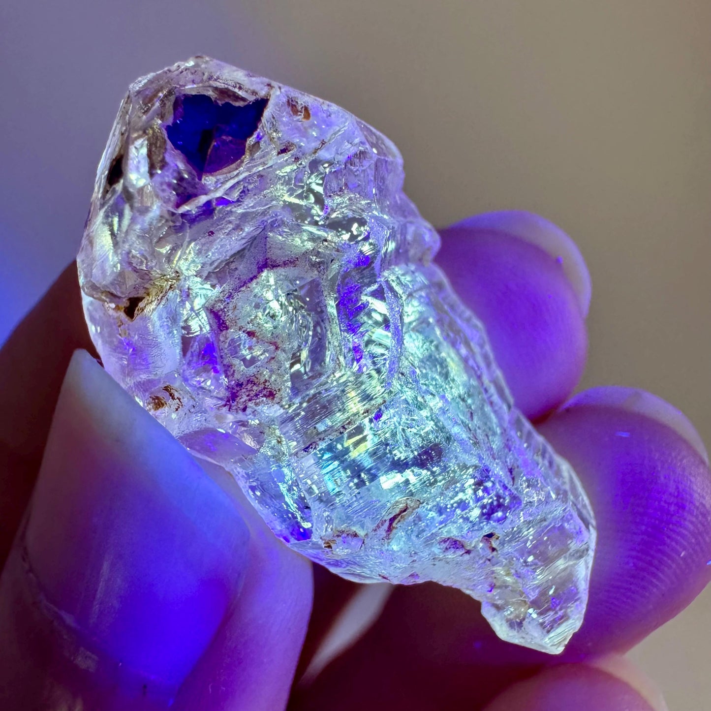 Petroleum Quartz | UV reactive firefly crystal, fluorescent mineral specimen from Madagascar