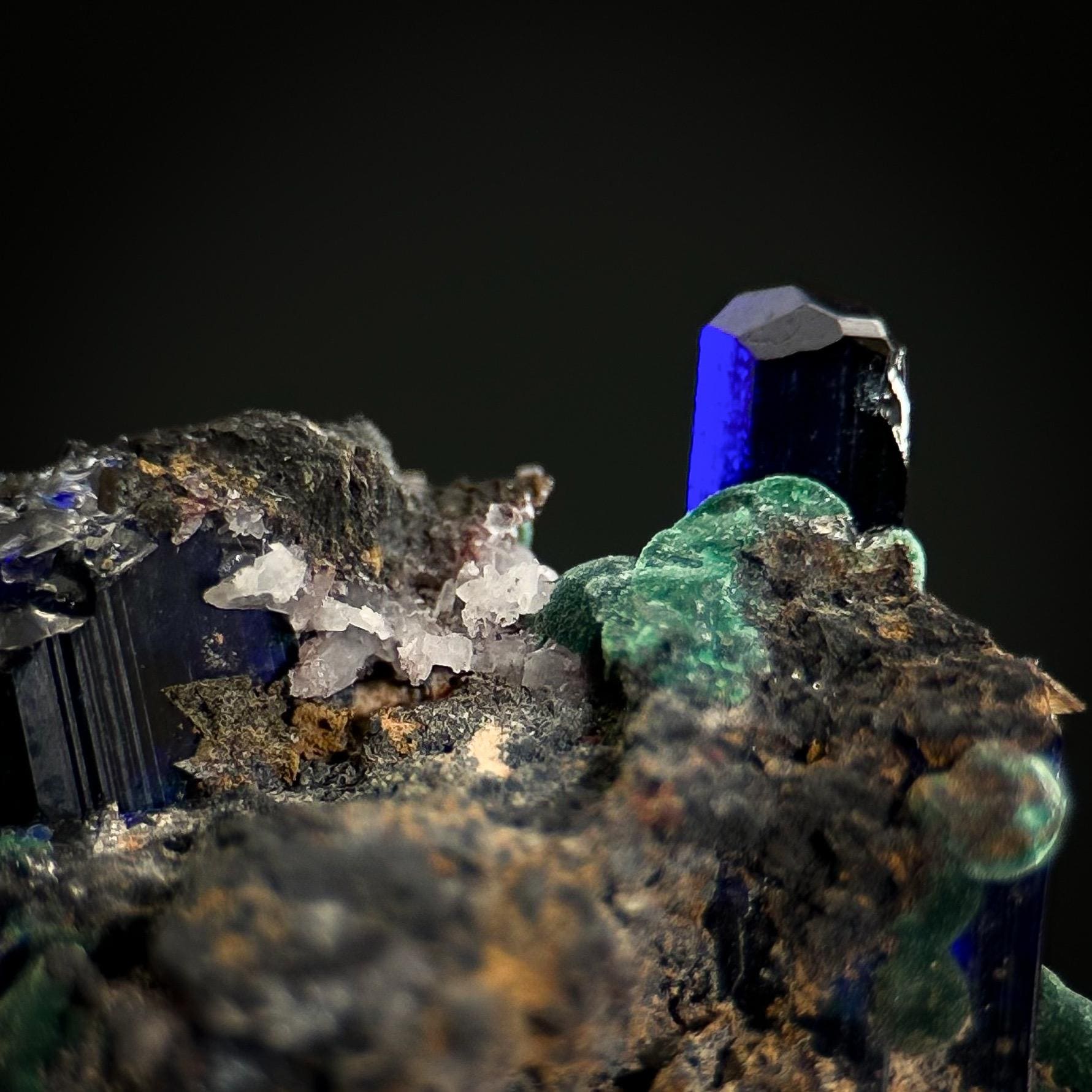 Azurite with Malachite | blue crystal, mineral specimen from Tsumeb Mine, Namibia