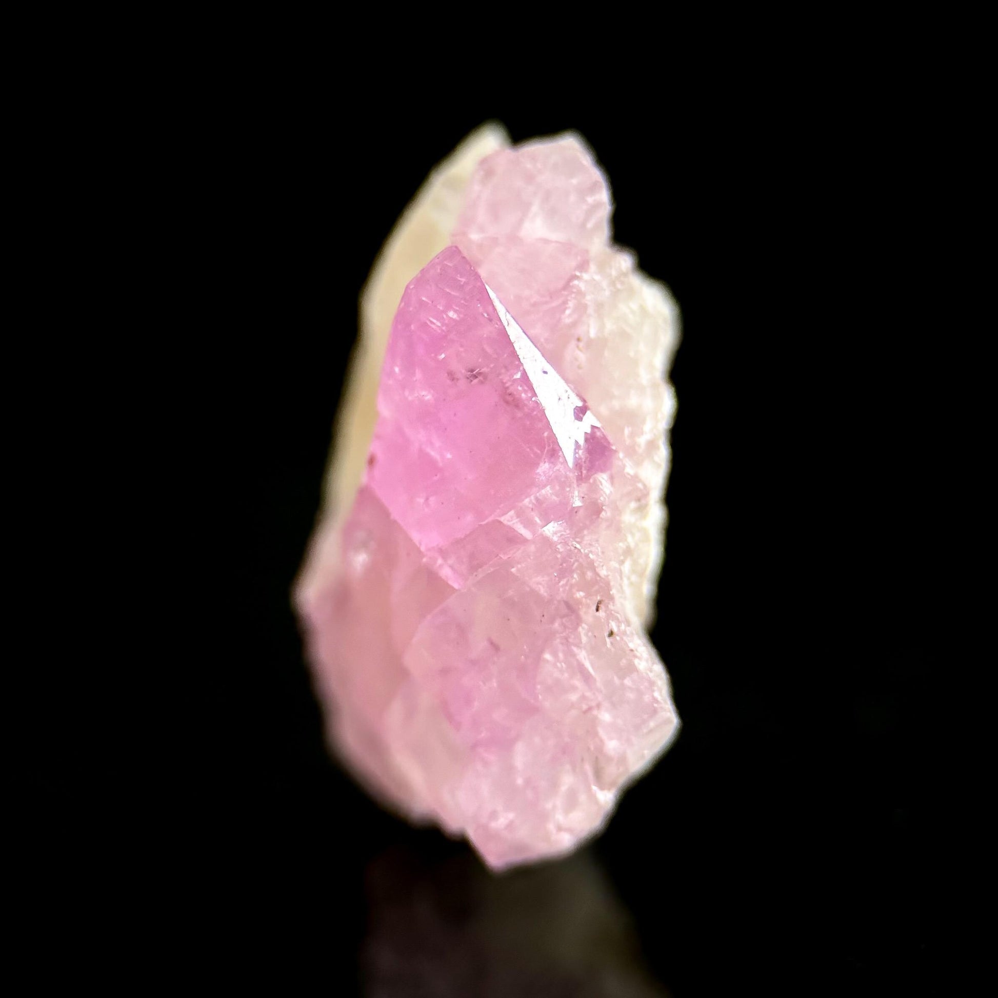 Gem Cobaltoan Calcite | translucent pink cobaltoan crystal cluster, mineral specimen