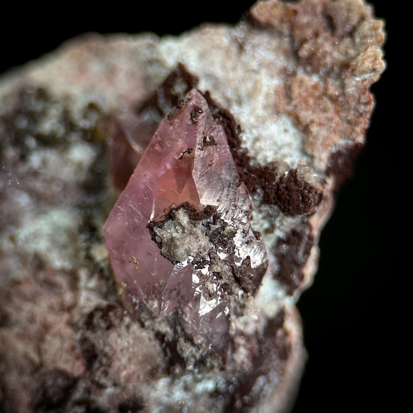 Gem Cobaltoan Calcite with Bisbeeite | translucent pink crystal cluster, mineral specimen