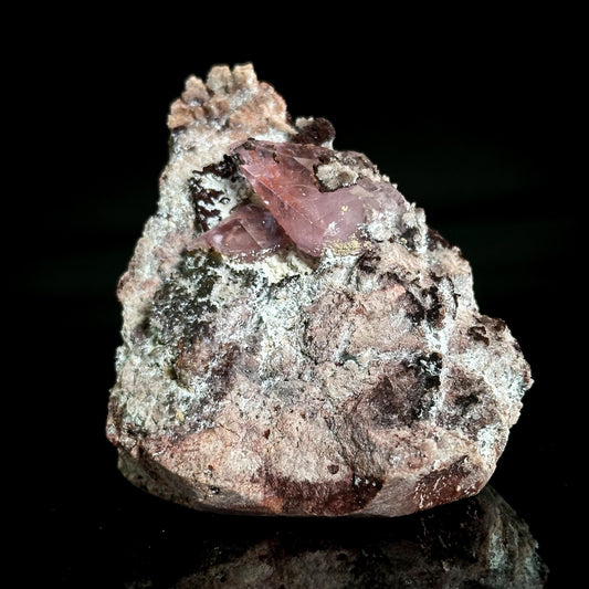 Gem Cobaltoan Calcite with Bisbeeite | translucent pink crystal cluster, mineral specimen