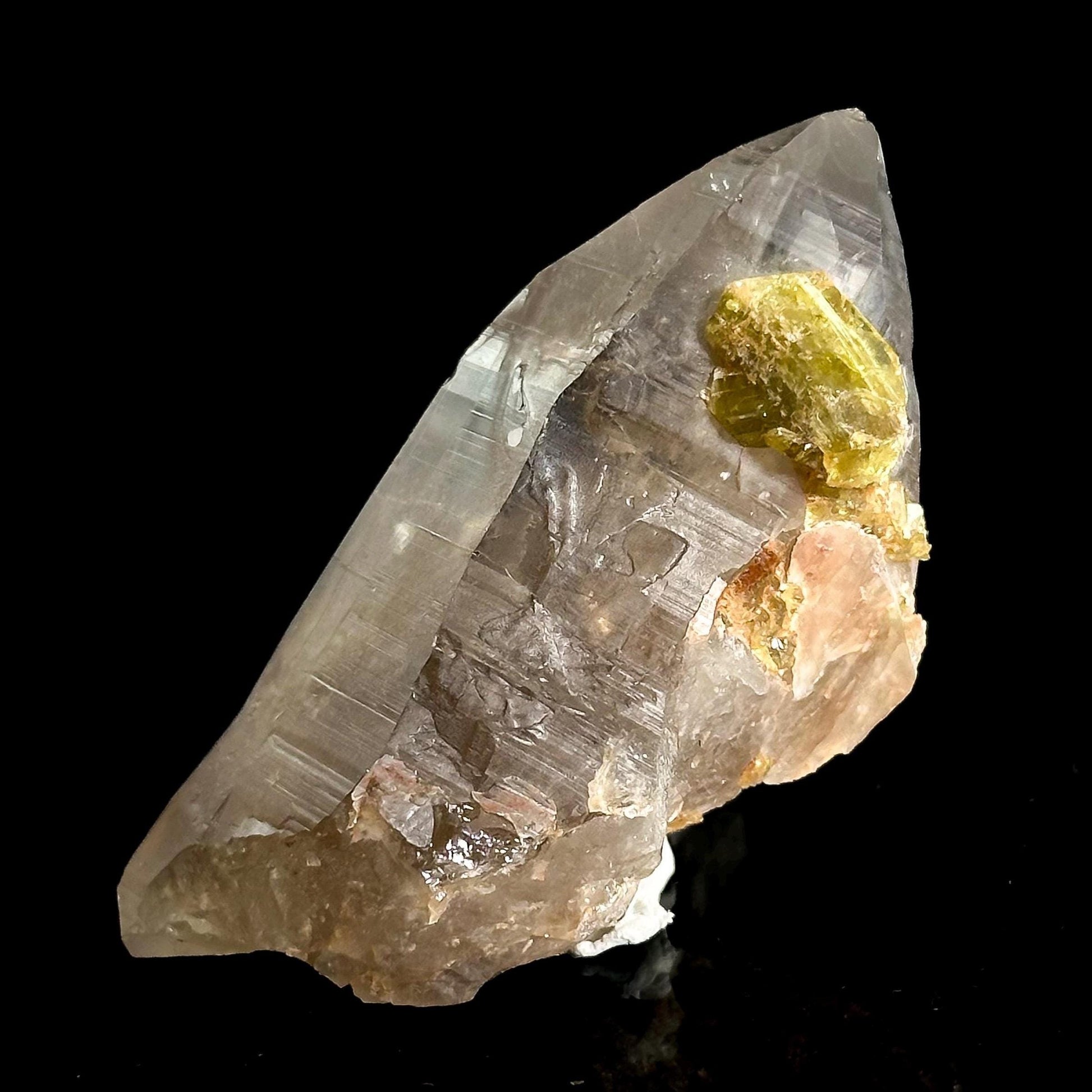 Chrysoberyl on Smoky Quartz | Yellow Crystal, Rare Mineral Specimen from Madagascar