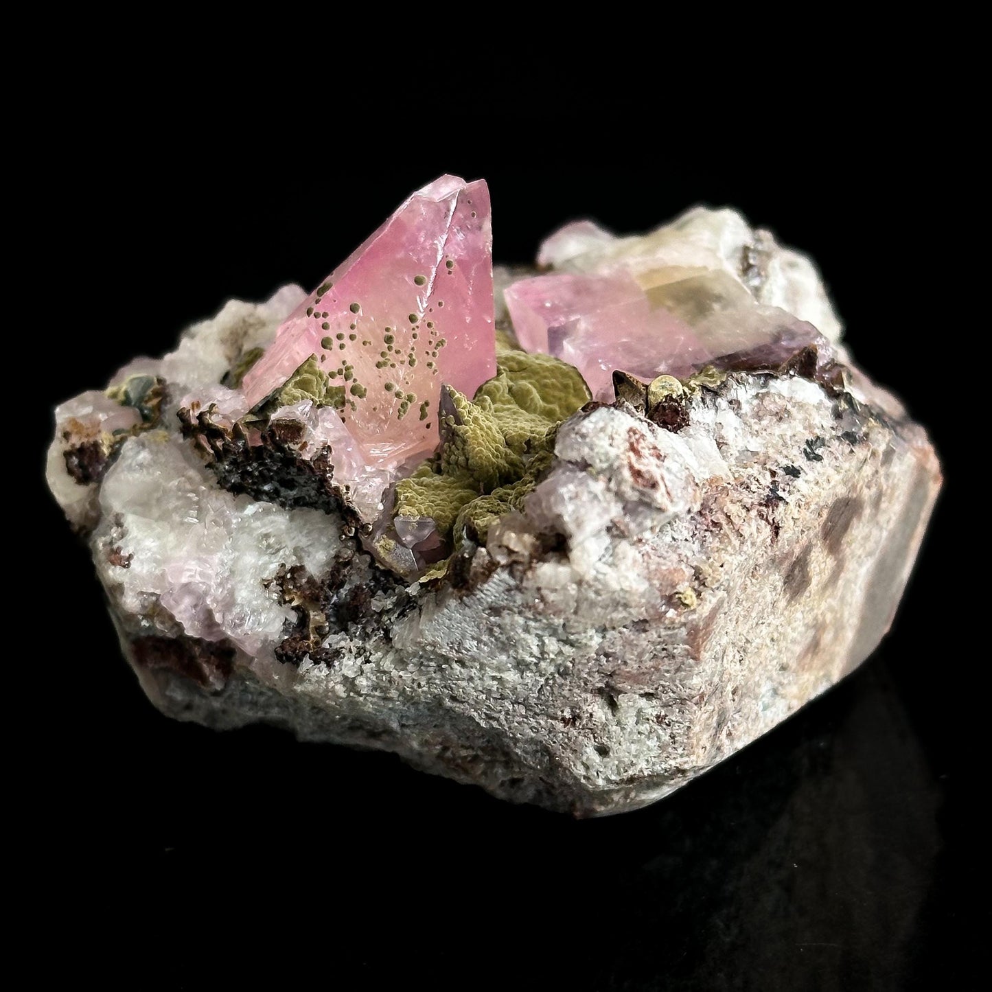 Gem Cobaltoan Calcite with Kolwezite | translucent pink crystal cluster, rare mineral specimen