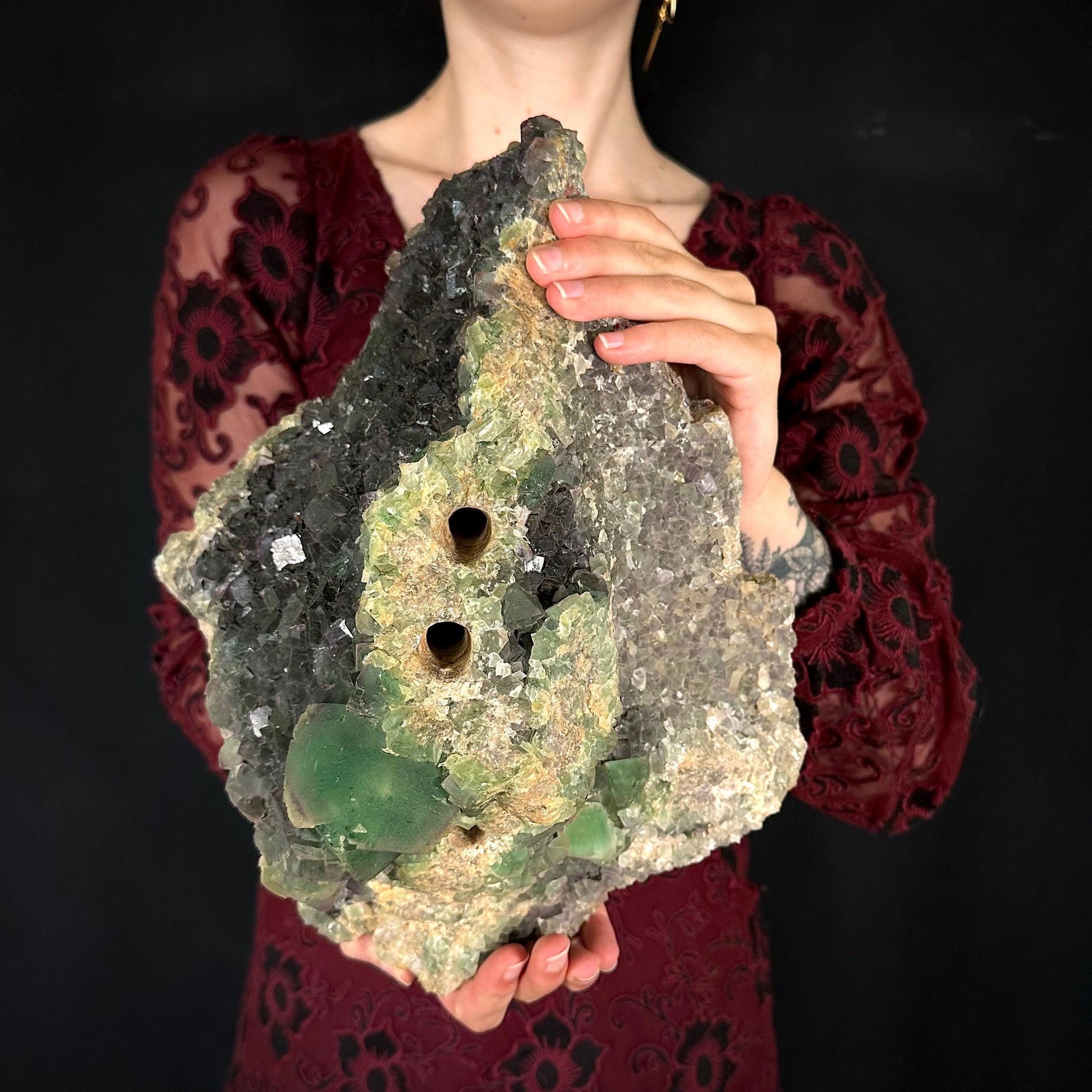 MASSIVE Okorusu Fluorite | raw green crystal cluster, statement display piece
