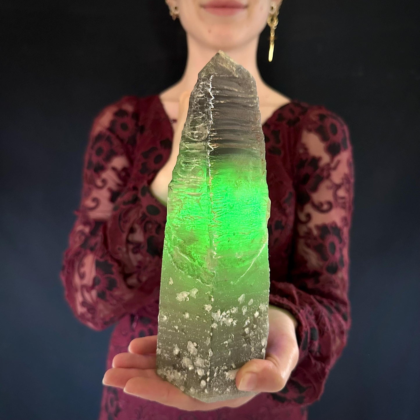 XL Smoky Quartz with Hyalite Opal | Crystal Point from Namibia