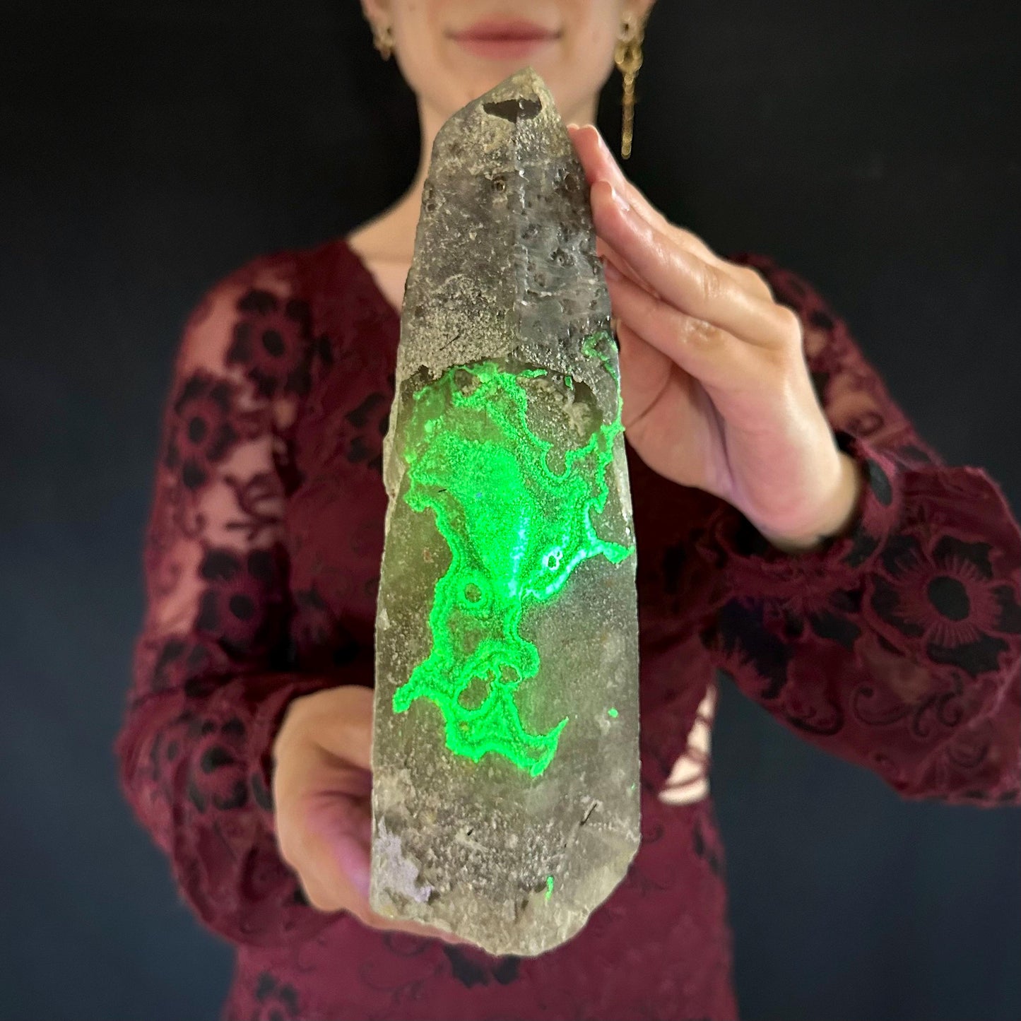 XL Smoky Quartz with Hyalite Opal | Crystal Point from Namibia
