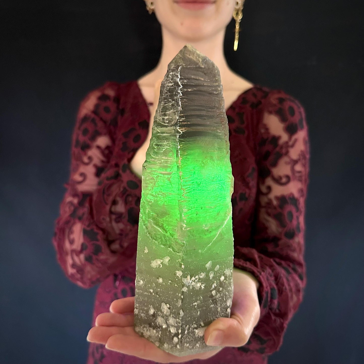 XL Smoky Quartz with Hyalite Opal | Crystal Point from Namibia