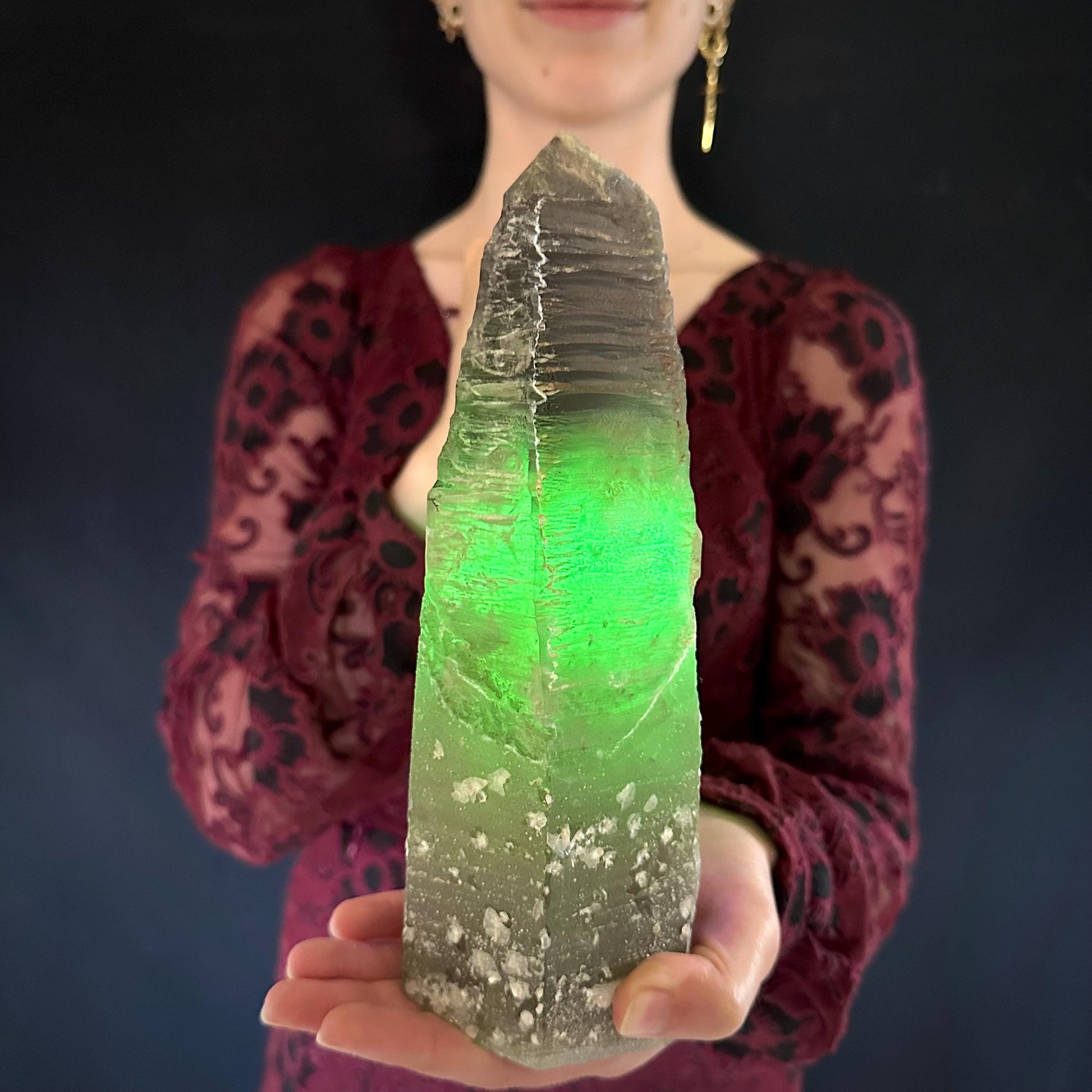 XL Smoky Quartz with Hyalite Opal | Crystal Point from Namibia