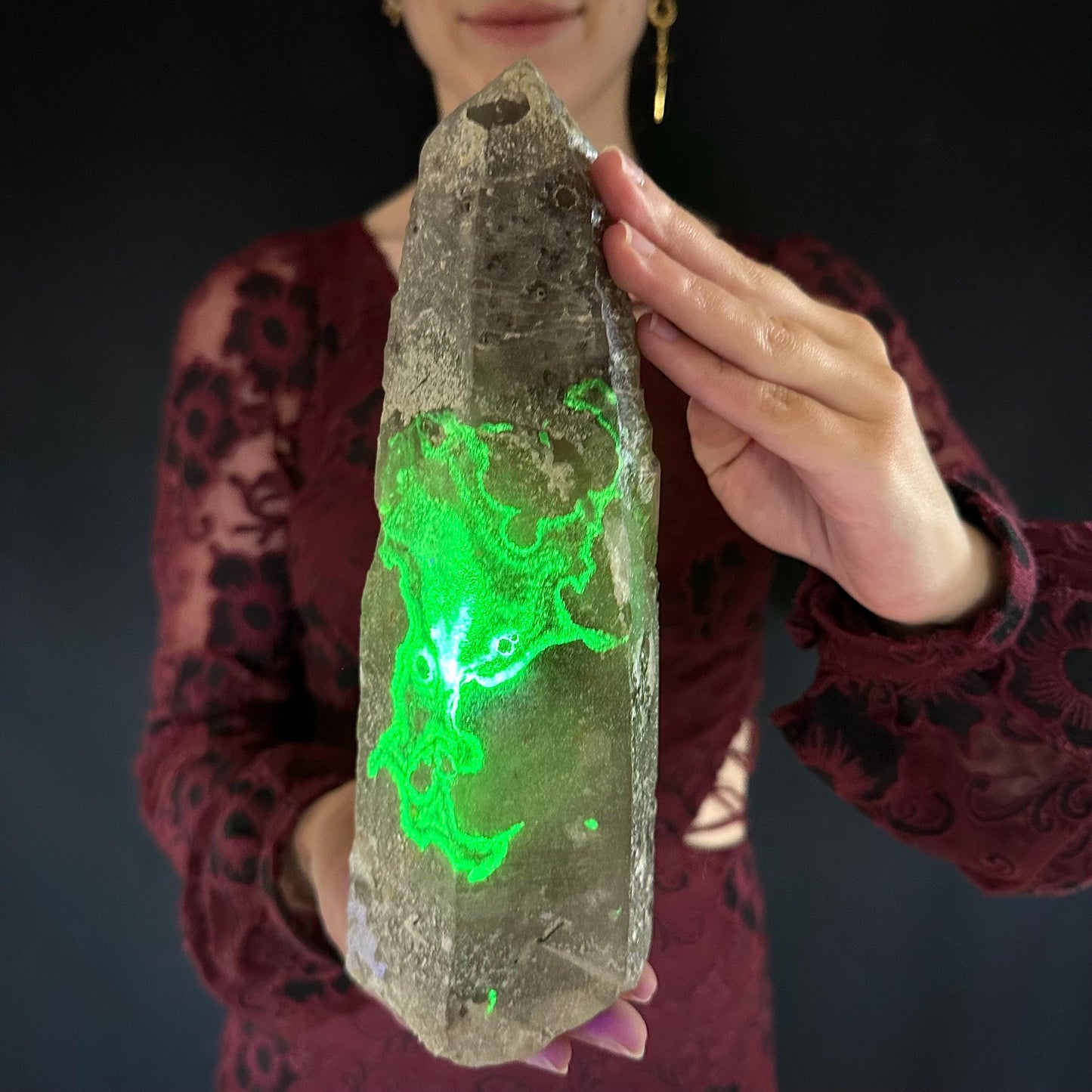 XL Smoky Quartz with Hyalite Opal | Crystal Point from Namibia