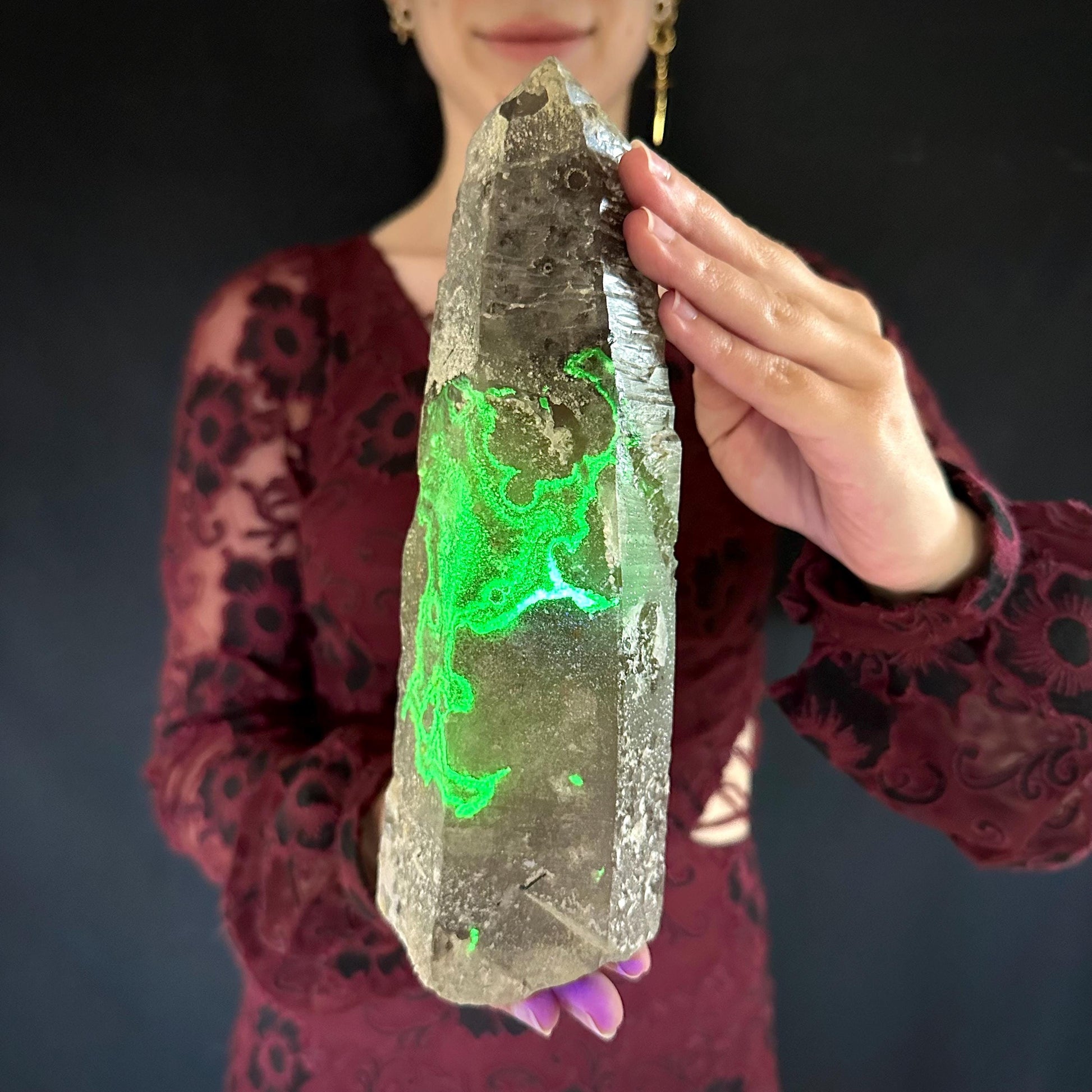 XL Smoky Quartz with Hyalite Opal | Crystal Point from Namibia