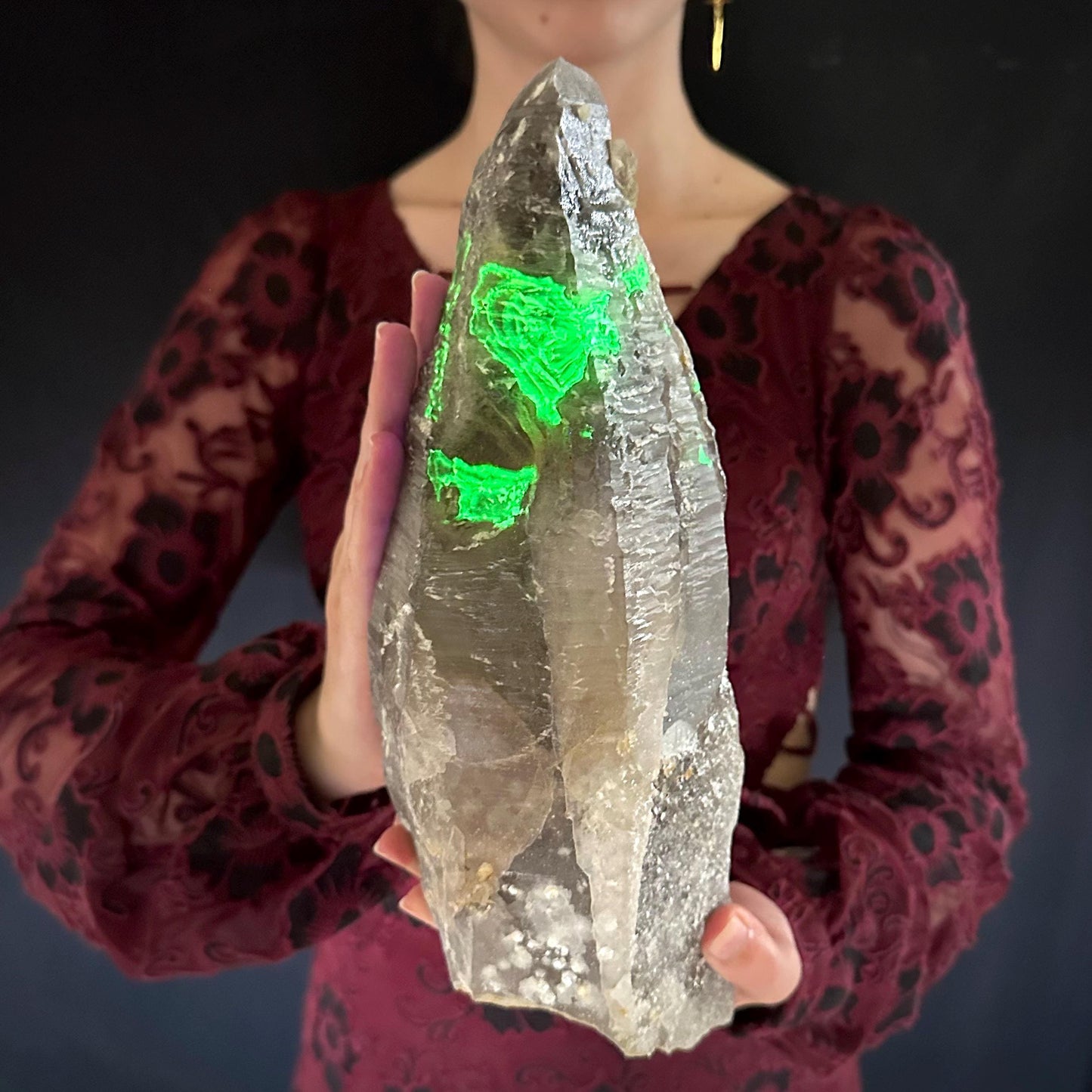 HUGE Smoky Quartz with Hyalite Opal | Crystal Point from Namibia